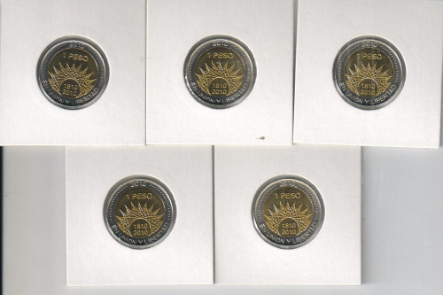 фото Аргентина набор из 5 монет 2010 UNC