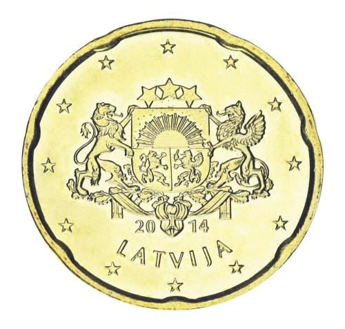фото Латвия 20 евроцентов 2014 UNC