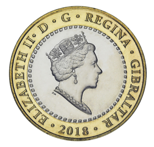фото Гибралтар 2 фунта 2018 Биметалл UNC Памятная