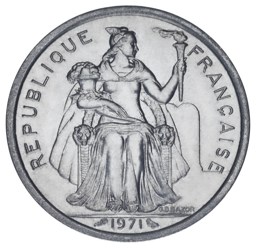 фото Новая Каледония 2 франка 1971 UNC