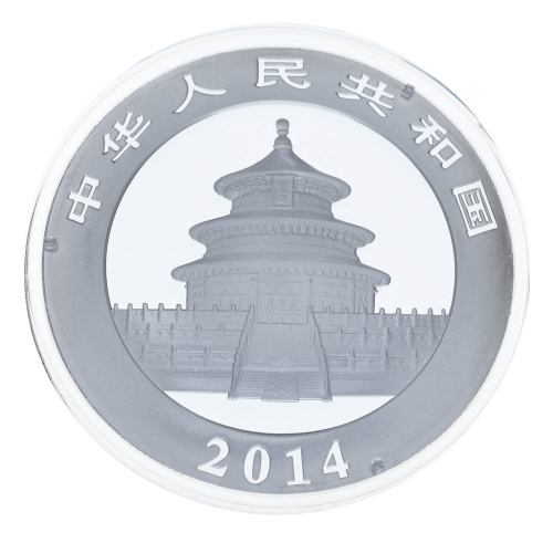 фото Китай 10 юань 2014 Серебро UNC Панда (Ag 999, унция, 31.1 грамм)