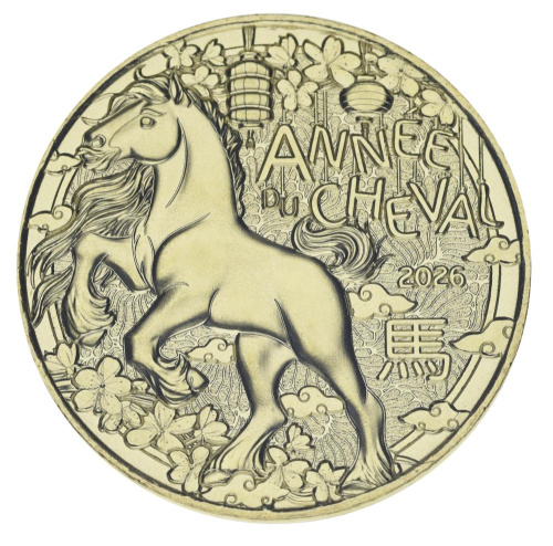 фото Франция 1/4 евро 2026 UNC Восточный календарь - Год Коня (лошади)