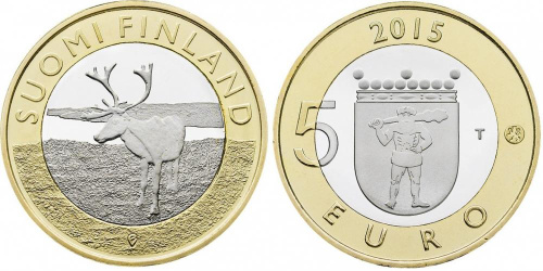 фото Финляндия 5 евро 2015 «Лось» UNC (KM#224)