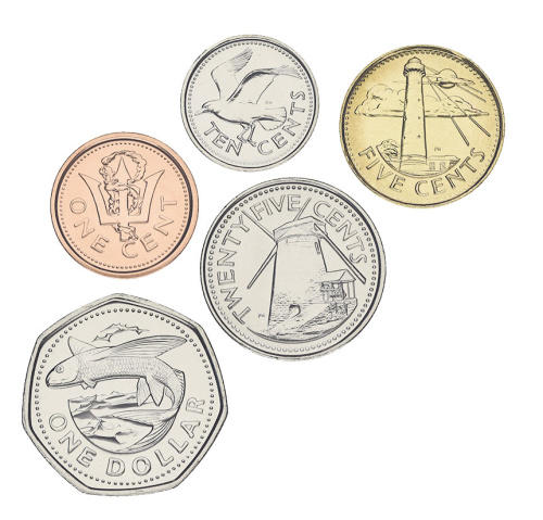 фото Барбадос набор из 5 монет 2009-2012 UNC 1, 5, 10, 25 центов, 1 доллар