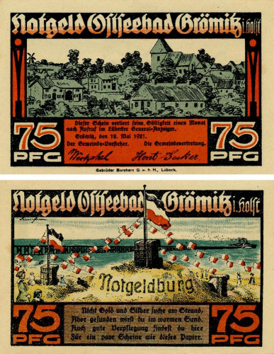 фото Германия Нотгельд 75 пфеннигов 1921 F-VF Любек