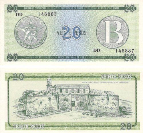 фото Куба 20 песо UNC серия В