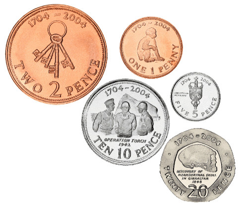 фото Гибралтар набор из 5 монет 2004 UNC 1, 2, 5, 10, 20 пенсов