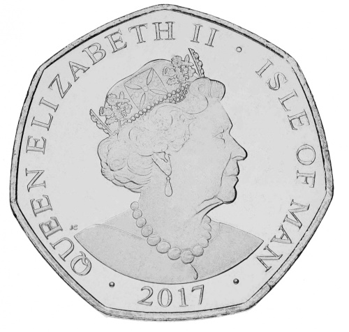 фото Остров Мэн 50 пенсов 2017 UNC Голова козла