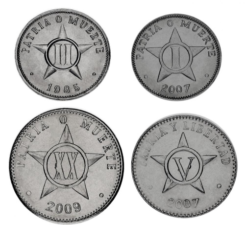 фото Куба набор из 4 монет 1972-2009 UNC 1, 2, 5, 20 сентаво