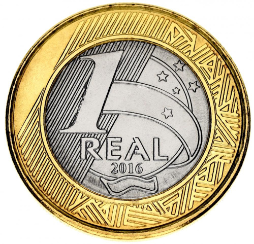 фото Бразилия 1 реал 2016 Биметалл UNC