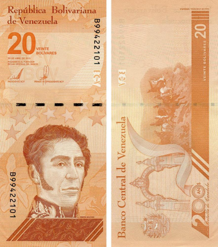 фото Венесуэла 20 боливар 2021 (2022) UNC Digitales (PW117)