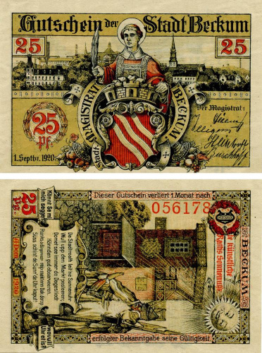 фото Германия Нотгельд  25 пфеннигов 1920  F-VF Беккум