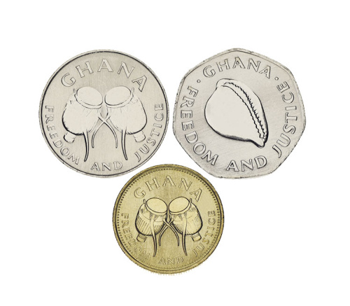 фото Гана набор из 3 монет 1998-1999 AU-UNC 50, 200, 500 седи