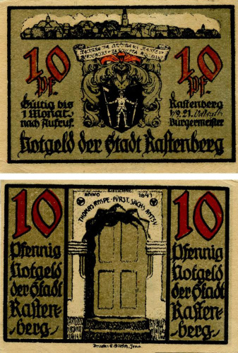 фото Германия Нотгельд 10 пфеннигов 1921 F-VF Растенберг