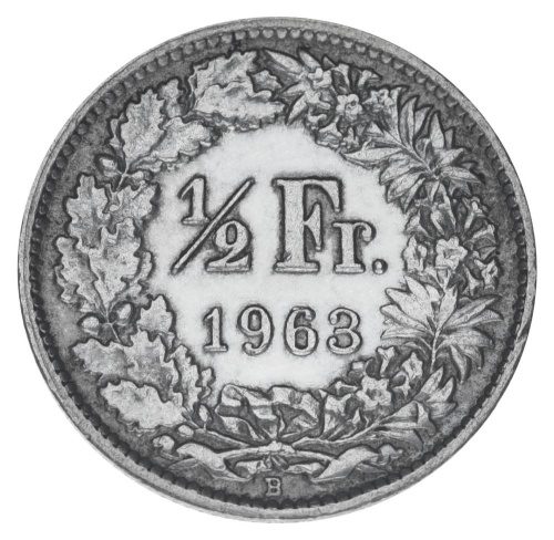 фото Швейцария 1/2 франка 1963 Серебро F-VF (Ag 835, 2,5 грамма)