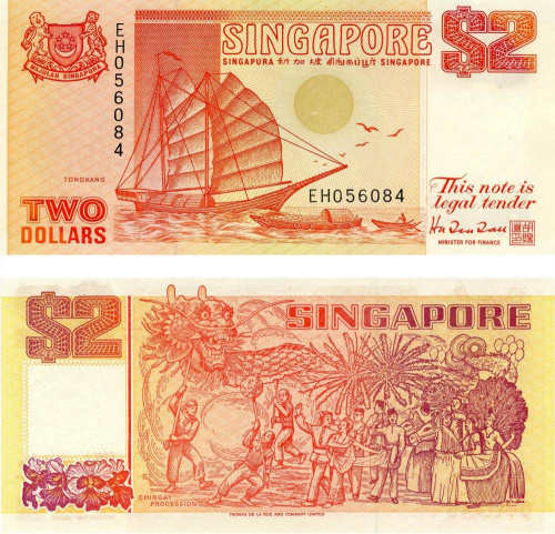 фото Сингапур 2 доллара 1990 UNC (P27)