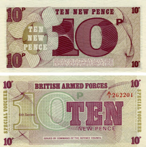 фото Великобритания Британская армия 10 новых пенсов 1972 UNC 6 серия (PM48)