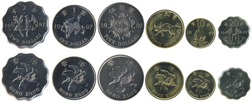 фото Гонконг набор из 6 монет 1997 UNC