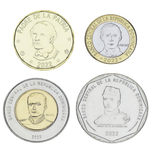 фото Доминикана набор из 4 монет 2020-2023 UNC 1, 5, 10, 25 песо