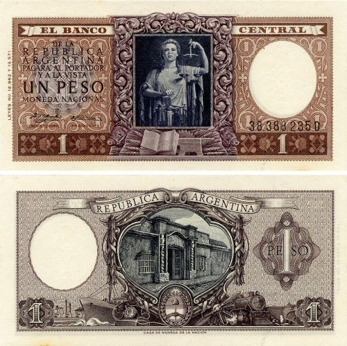 фото Аргентина 1 песо 1956 AU-UNC (P263b)