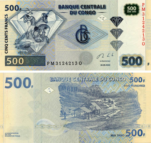 фото Демократическая республика Конго 500 франков 2020 UNC (PW96D)