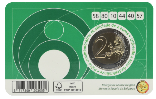 фото Бельгия 2 евро 2025 Биметалл UNC Национальная лотерея в сувенирной упаковке