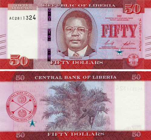 фото Либерия 50 долларов 2022 UNC (PW40)