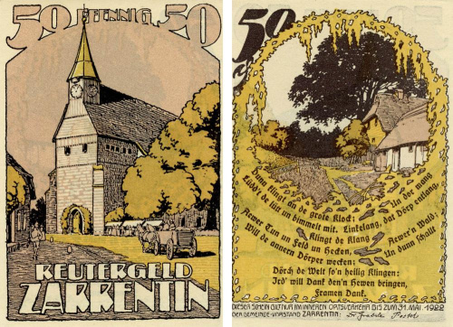 фото Германия Нотгельд  50 пфеннигов  1922  F-VF Царрентин