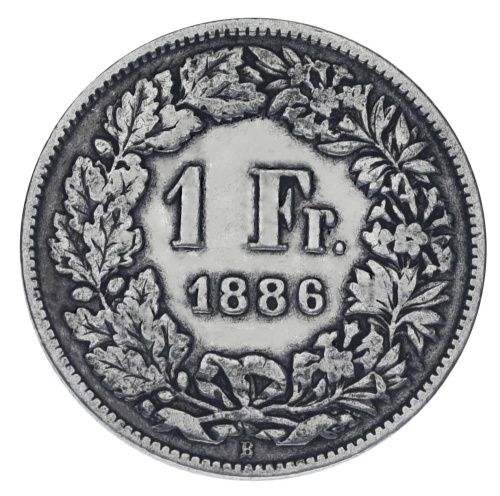 фото Швейцария 1 франк 1886 Серебро F-VF