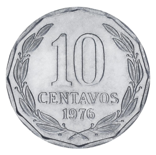 фото Чили 10 сентаво 1976 UNC Птица - Гриф