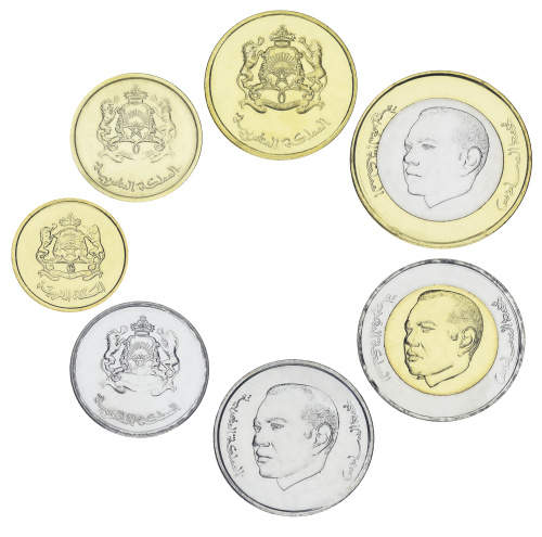фото Марокко набор из 7 монет 2002-2021 UNC 5, 10, 20, 50 сантим, 1, 5, 10 дирхам