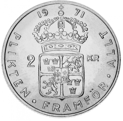 фото Швеция 2 крона 1971 AU-UNC