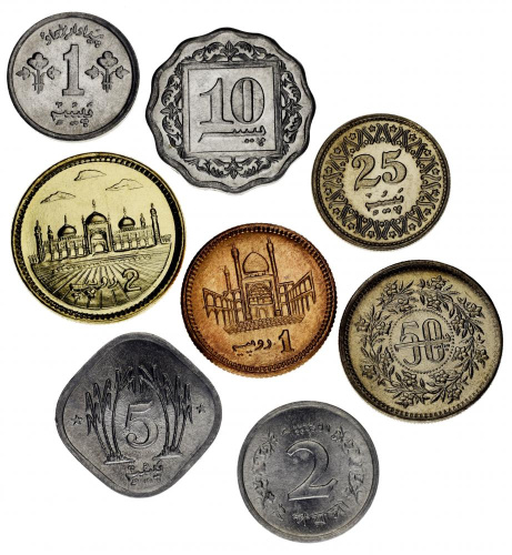 фото Пакистан набор из 8 монет 1967-2005 VF-AU 1, 2, 5, 10, 25, 50 пайса, 1, 2 рупий