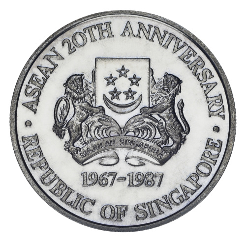 фото Сингапур 10 долларов 1987 F-VF ASEAN 20th