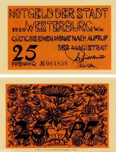 фото Германия Нотгельд 25 пфеннигов 1920 F-VF Вестербург