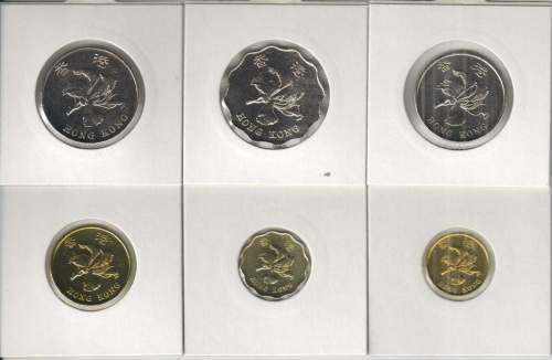 фото Гонконг набор из 6 монет 1998-2015 UNC 10, 20, 50 центов, 1, 2, 5 долларов