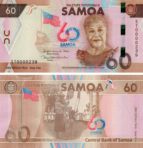 фото Самоа 60 тала 2023 UNC Памятная (Pnew)