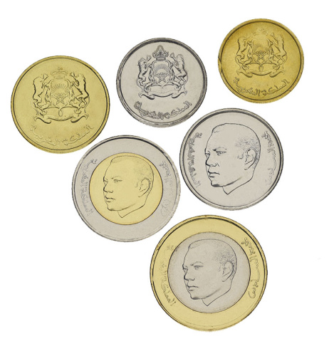 фото Марокко набор из 6 монет 2011-2016 AU-UNC 10, 20, 50 сантим, 1, 5, 10 дирхам