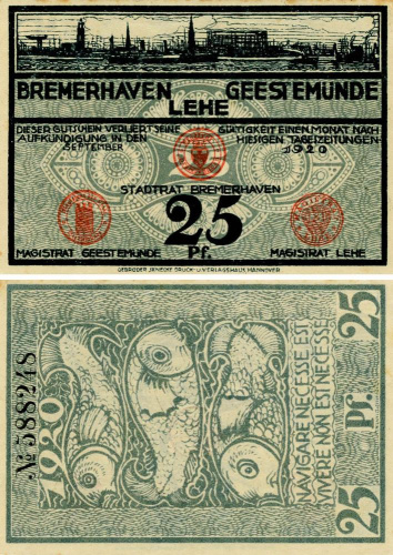 фото Германия Нотгельд  25 пфеннигов 1920  F-VF Гановер