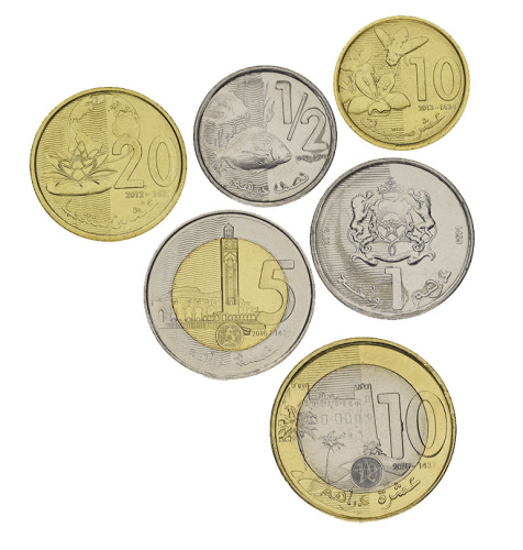 фото Марокко набор из 6 монет 2012-2016 AU-UNC 10, 20, 50 сантим, 1, 5, 10 дирхам