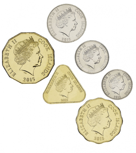 фото Острова Кука набор из 6 монет 2015 UNC 10, 20, 50 центов, 1, 2, 5 долларов