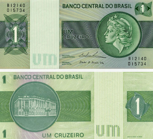 фото Бразилия 1 крузейро 1972-1980 UNC (P191Ab)