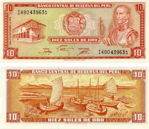фото Перу 10 соль 1976 UNC (P112)