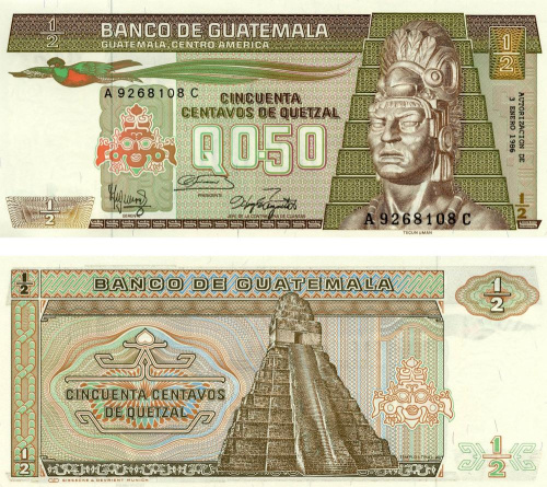 фото Гватемала 1/2 кетсаля 1986 UNC (P65)