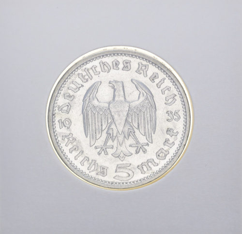 фото Германия 5 марок 1935 Серебро F-VF «Гинденбург»