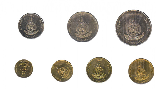 фото Вануату набор из 7 монет 1999-2009 UNC 1, 2, 5, 10, 20, 50, 100 вату