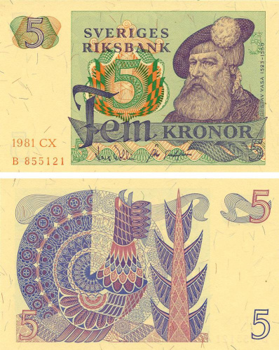фото Швеция 5 крон 1981 UNC (P51)