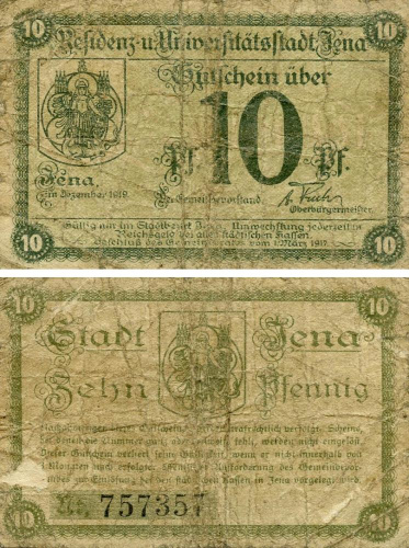 фото Германия Нотгельд  10 пфеннигов 1919 F-VF Йена