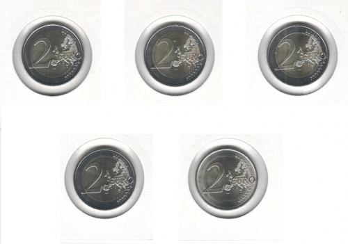 фото Германия набор из 5 монет по 2 евро 2016 A, D, F, G, J UNC