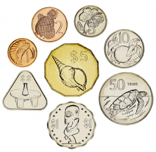 фото Острова Кука набор из 8 монет 1975-2003 AU-UNC 1, 2, 5, 10, 50 центов, 1, 2, 5 долларов